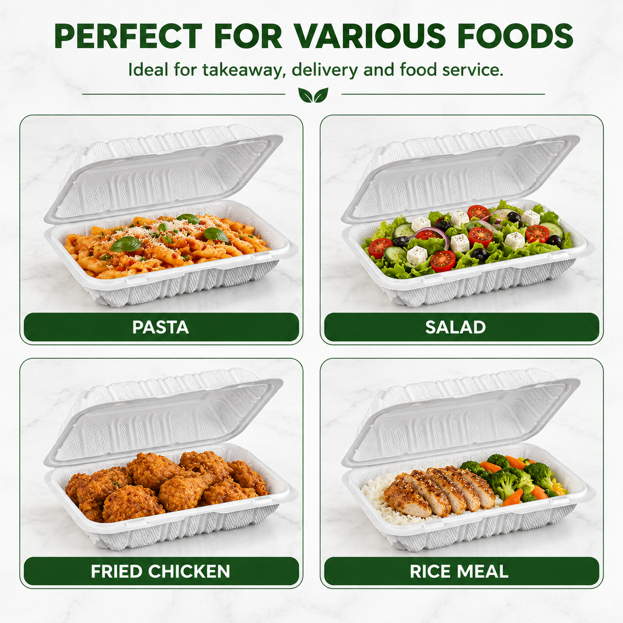 SL-963 9×6 Inch Single Compartment Smart Lock MFPP Clamshell Food Container